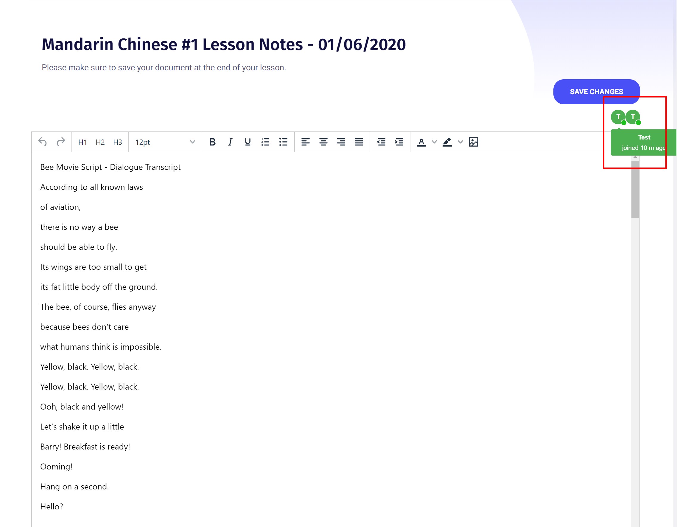 Culturestride Real Time Text Editor
